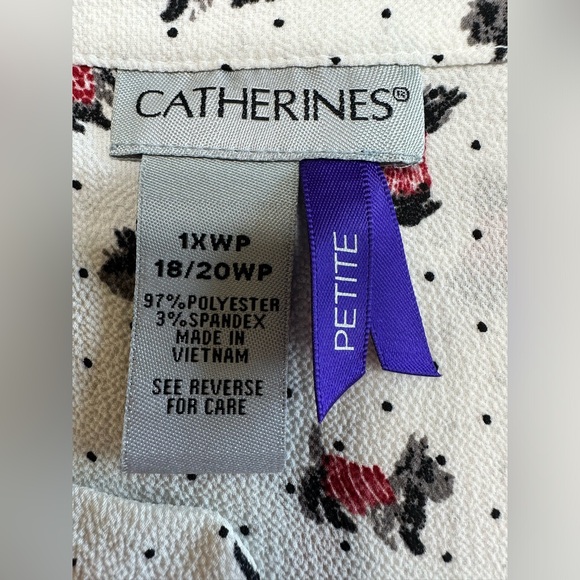 Catherines Women’s Petite Plus Size Scottie Dog Blouse Size 1X WP 18/20WP - Picture 2 of 8